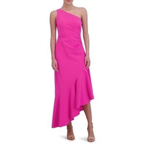 Eliza J One Shoulder Ruffle Asymmetrical Cocktail Dress Pink Size 8 NWOT